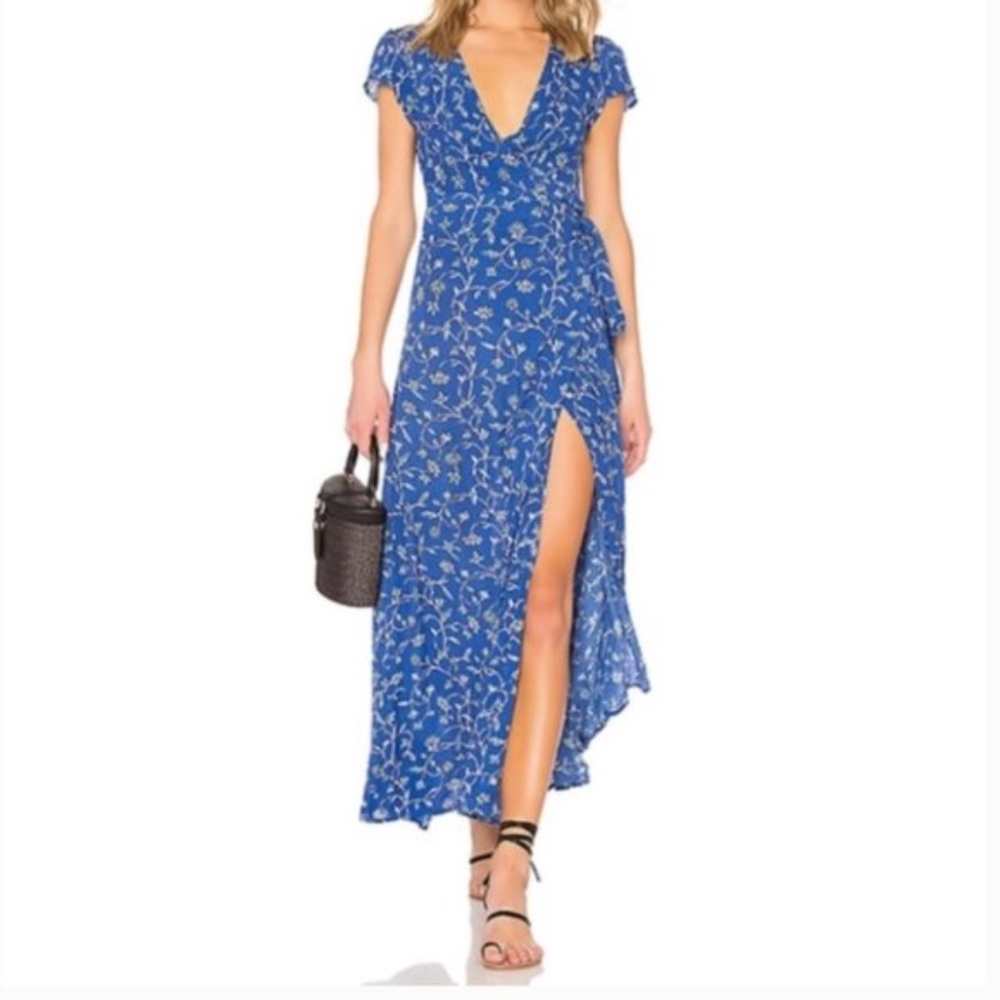 Amuse Society blue wrap maxi dress